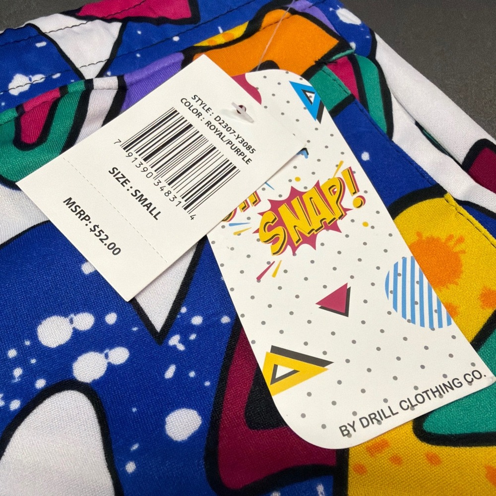 Oh Snap! Drill Clothing Comic Art Lined Men's Sweat Shorts Size Small NWT - Picture 5 of 6